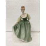 A ROYAL DOULTON FIGURE 'FAIR LADY' HEIGHT 20CM - A/F SMALL CHIP TO SKIRT OF DRESS