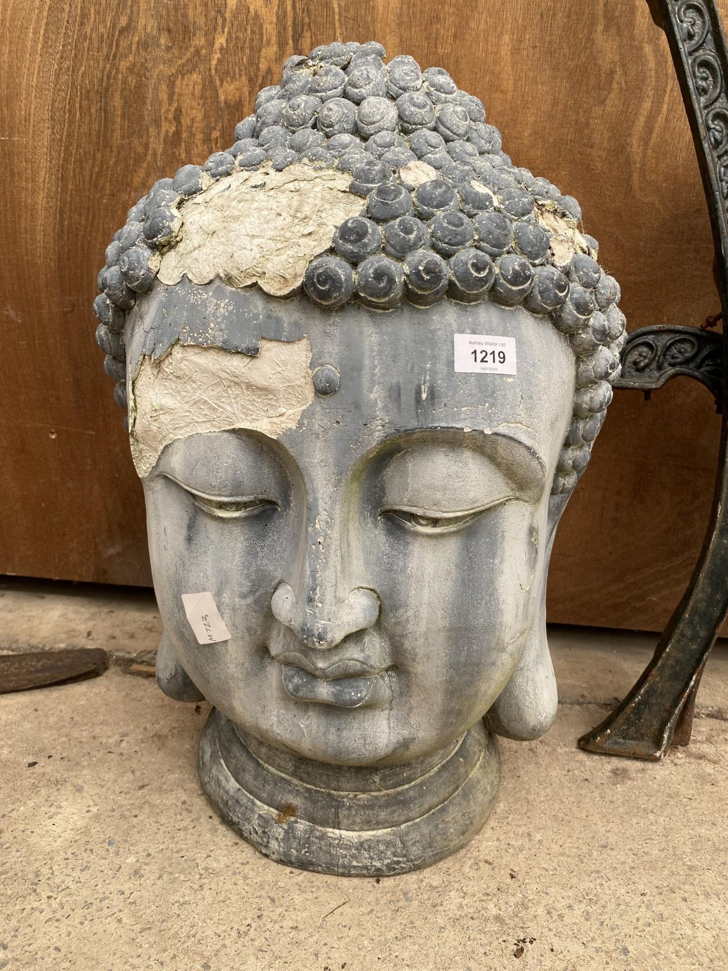 A FIBRE GLASS BUDDHA HEAD A/F