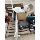 AN ASSORTMENT OF HOUSEHOLD CLEARANCE ITEMS TO INCLUDE LAMPS AND A RECORD PLAYER