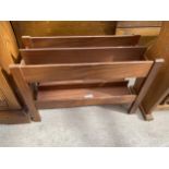 A RETRO TEAK TWO DIVISION MAGAZINE RACK