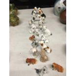 A COLLECTION OF SMALL CERAMIC DOGS TO INCLUDE BOXERS, DALMATIONS, SPANIELS, FOXHOUNDS, ETC