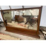 AN EDWARDIAN MAHOGANY AND INLAID OVERMANTEL MIRROR, 49X30", BEARING EDWARDS & SONS, NEWCASTLE,