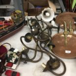 NINE VINTAGE BRASS WALL LIGHTS