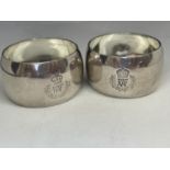 TWO R.A.F. SILVER NAPKIN RINGS