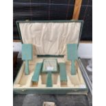 A RETRO WALLACE ALLAN CASED DRESSING TABLE SET