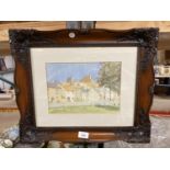 A FRAMED VINTAGE WATER COLOUR OF CORFE CASTLE SIGNED L. WILLIAMS 40CM X 48CM