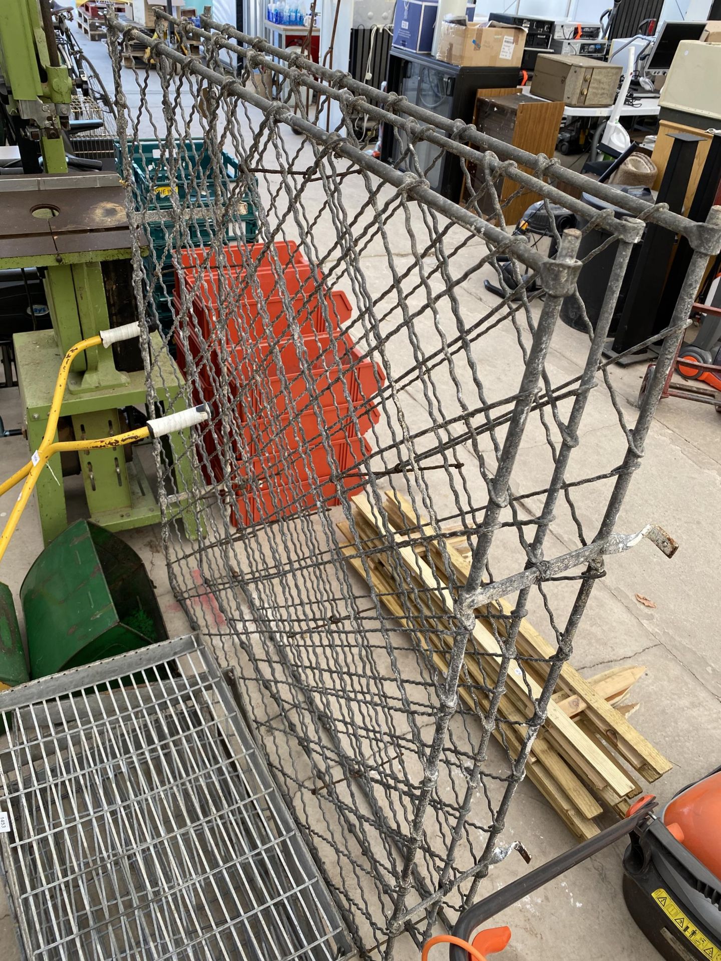 A VINTAGE GALVANISED WINE RACK AND FOUR GALVANISED GRATES - Image 2 of 5