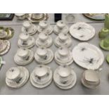 TWELVE PARAGON CHINA TRIOS PLUS A CREAM JUG, SUGAR BOWL AND CAKE PLATES