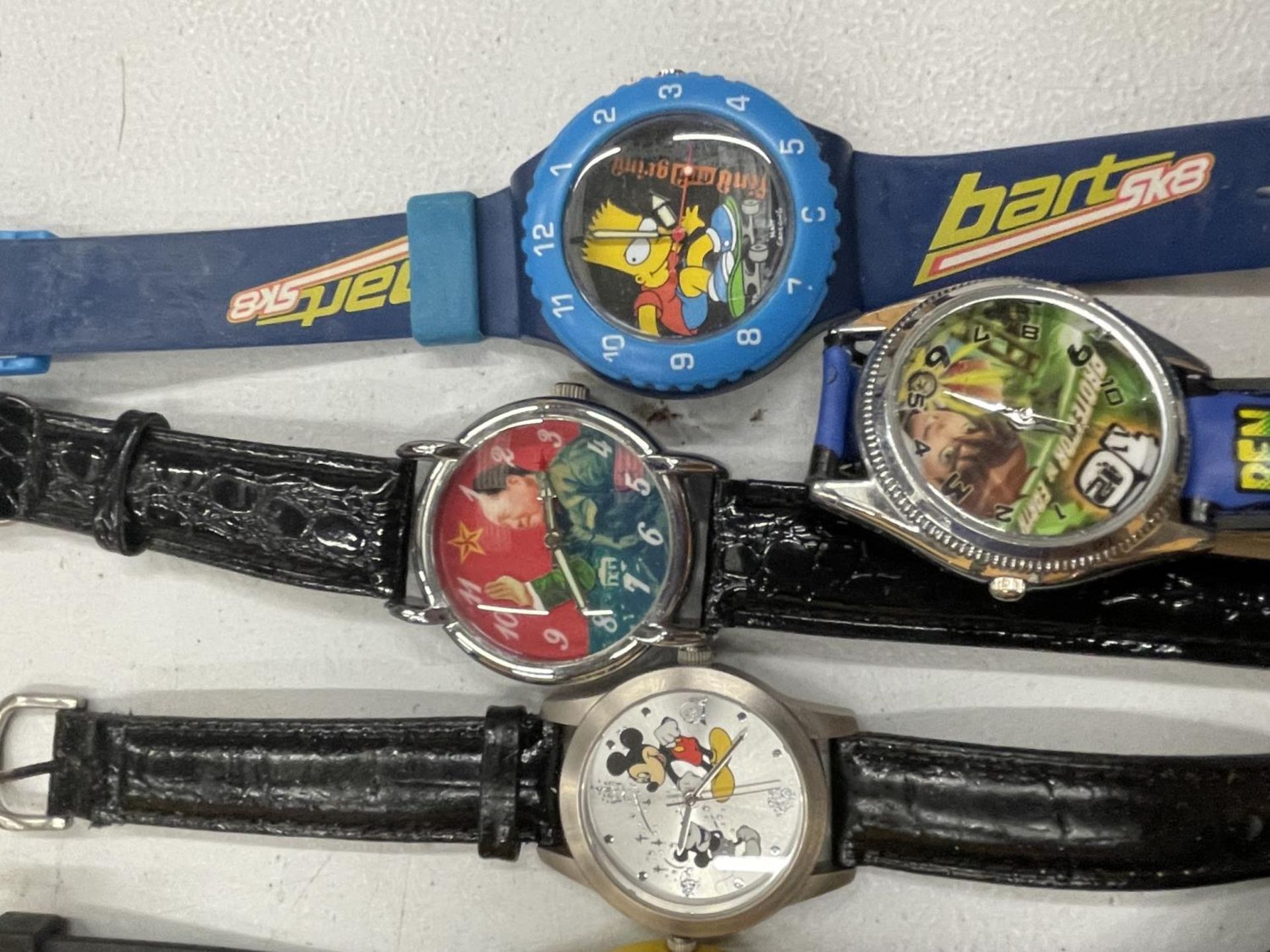 NINE VARIOUS NOVELTY WRISTWATCHES TO INCLUDE MICKEY MOUSE, BART SIMPSON ETC - Image 2 of 3