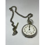 A POCKET WATCH AND CHAIN