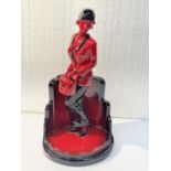 A PEGGY DAVIES RUBY FUSION ART DECO FIGURINE - 26 CM IN HEIGHT