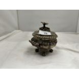 An ORNATELY DECORATED LIDDED SILVER POT WEIGHT 344G