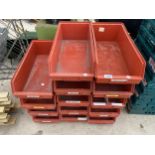 A SET OF 14 PLASTIC PERSTORP STORAGE TRAYS