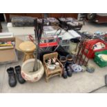 AN ASSORTMENT OF ITEMS TO INCLUDE SKI BOOTS, GOLF CLUBS AND CERAMICS ETC