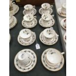 EIGHT VINTAGE ROYAL WORCESTER 'BERNINA' CHINA CUPS AND SAUCERS