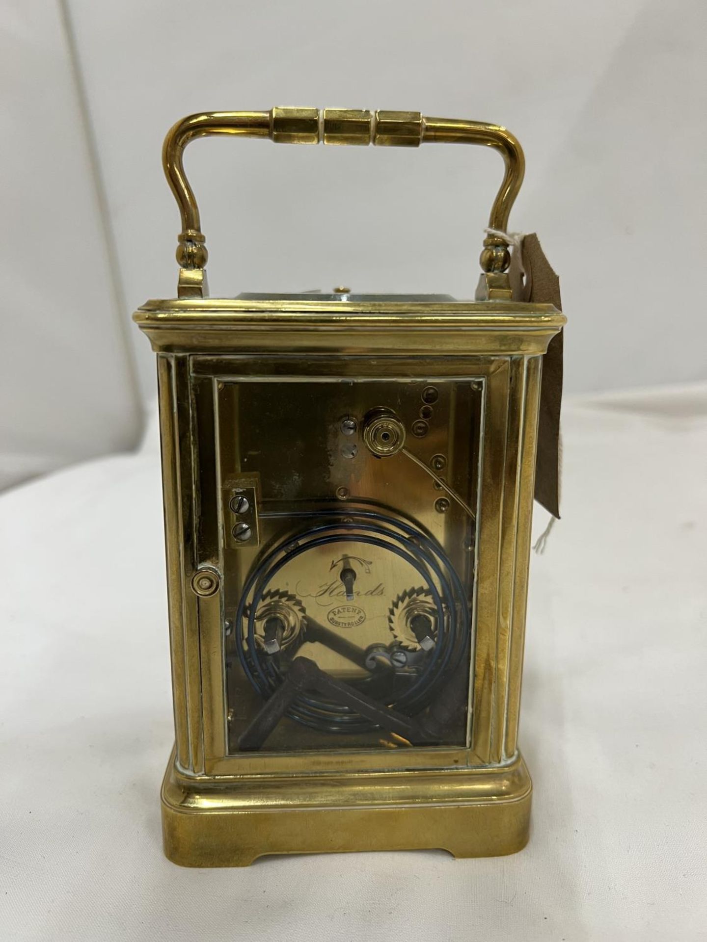 A BRASS JOSEPH PENLINGTON, PARIS, CARRIAGE CLOCK WITH GLASS TO THREE SIDES AND TOP IN WORKING - Image 3 of 3