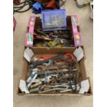 A LARGE QUANTITY OF SPANNERS, SCREW DRIVERS AND ALAN KEYS ETC