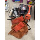 AN ASSORTMENT OF WELDING EQUIPMNET TO INCLUDE ROHR WELDER, A WELDING MASK AND APRON ETC