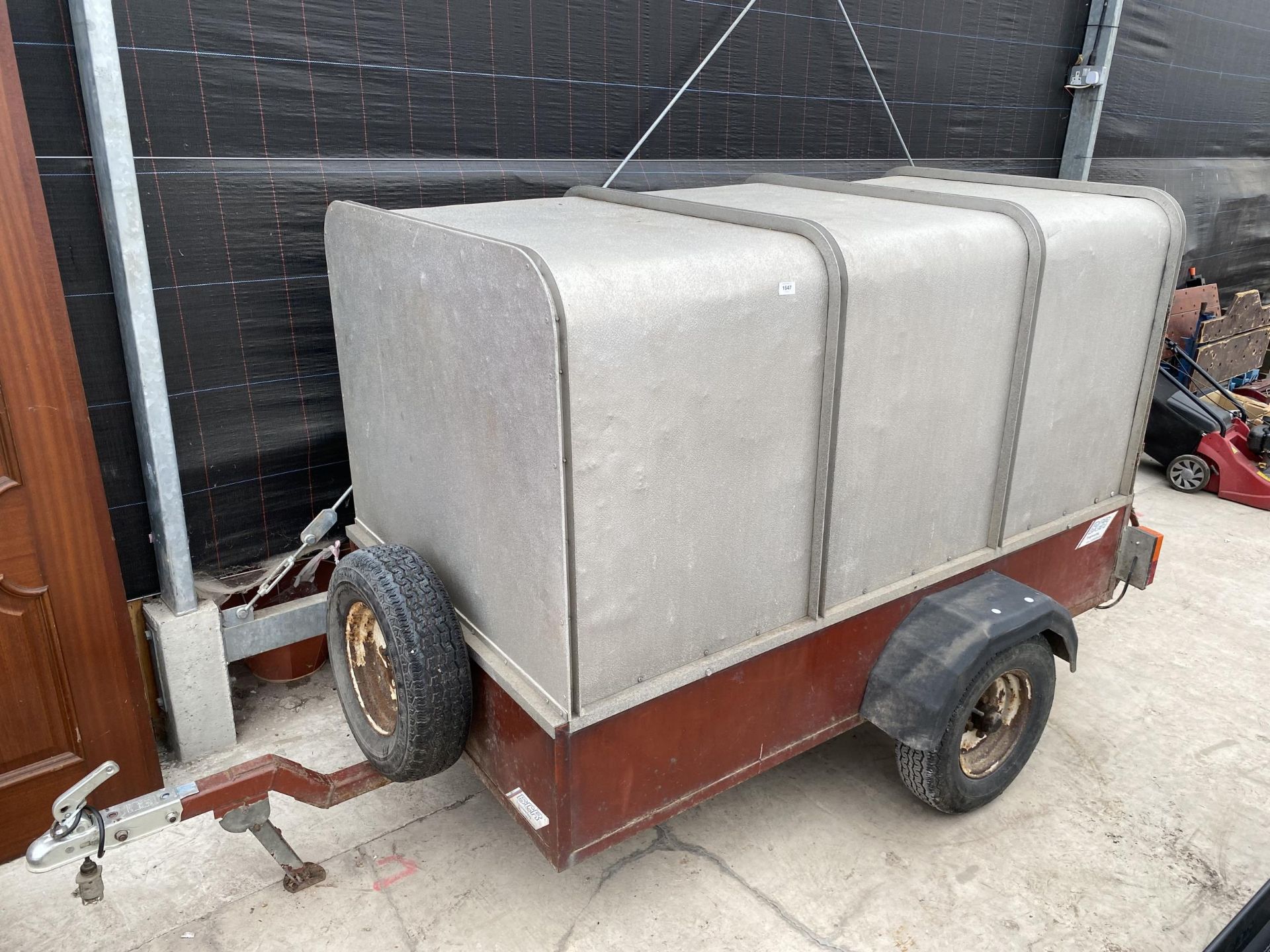A 6FT BCR CAR TRAILER WITH ANIMAL TRANSPORTER TOP