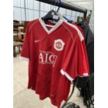 FIVE ASSORTED MAN UTD SHIRTS WITH VARIOUS AUTOGRAPHS