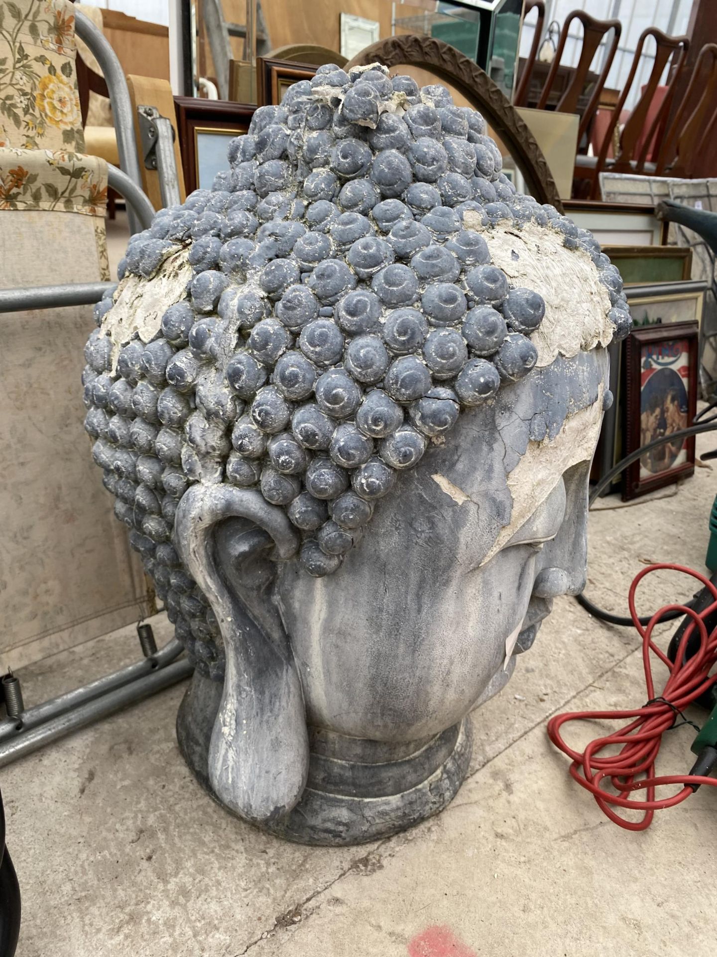 A FIBRE GLASS BUDDHA HEAD A/F - Image 3 of 3