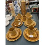 A PORTMEIRION 'TOTEM' COFFEE SET TO INCLUDE COFFEE POT, SIDE PLATES, CUPS AND SAUCERS