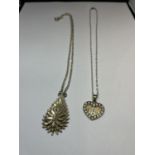 TWO MARKED SILVER NECKLACES WITH PENDANTS