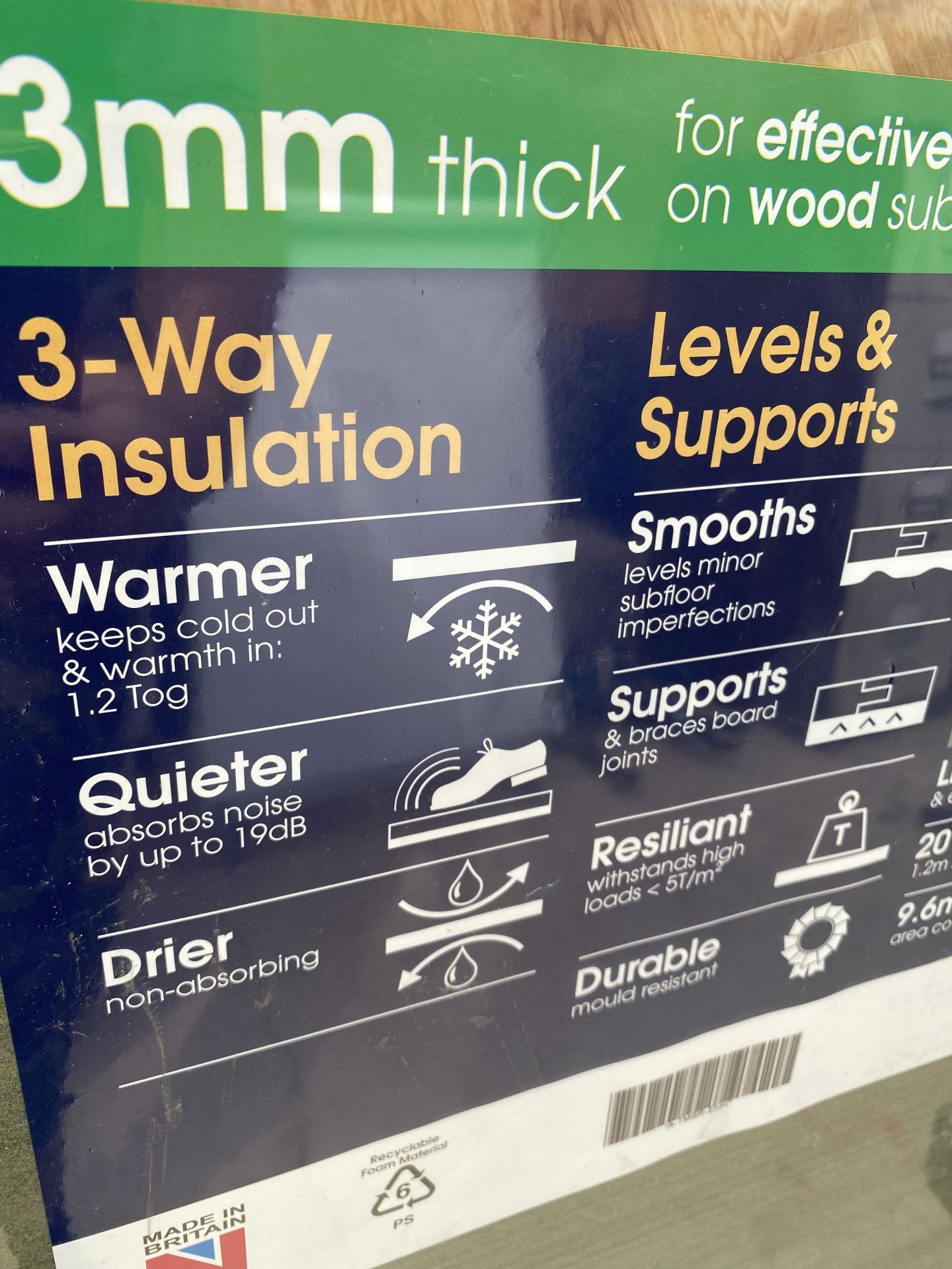 THREE PACKS OF 3MM THICK LAMINATE FLOOR UNDERLAY (COVERING 9.6M PER PACK) - Bild 4 aus 4