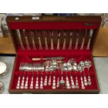 A 48 PIECE COMMUNITY FLATWARE SET IN DISPLAY CASE