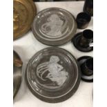 TWO LIMITED EDITION GLASS HAND ENGRAVED PLATES FROM THE 'COUNTRY LADIES' COLLECTION BY MICHAEL YATES
