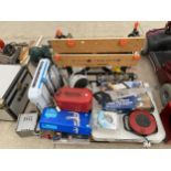 AN ASSORTMENT OF ITEMS TO INCLUDE A GALVANISED WATERING CAN, A METAL FUEL CAN AND A BLACK AND DECKER