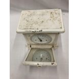 A VINTAGE CAST PAINTED WHITE BELMONT WEIGHING SCALES