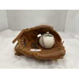 A FRANKLIN BASEBALL MITT AND BALL