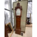 A 19TH CENTURY OAK EIGHT-DAY LONGCASE CLOCK WITH PAINTED ENAMEL FACE BY REDOLPHUS PRECE, HEREFORD