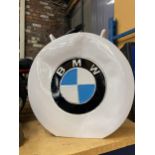 A WHITE BMW PETROL CAN - HAS DENT