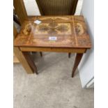 AN ITALIAN INLAID MAHOGANY MUSIC BOX TABLE