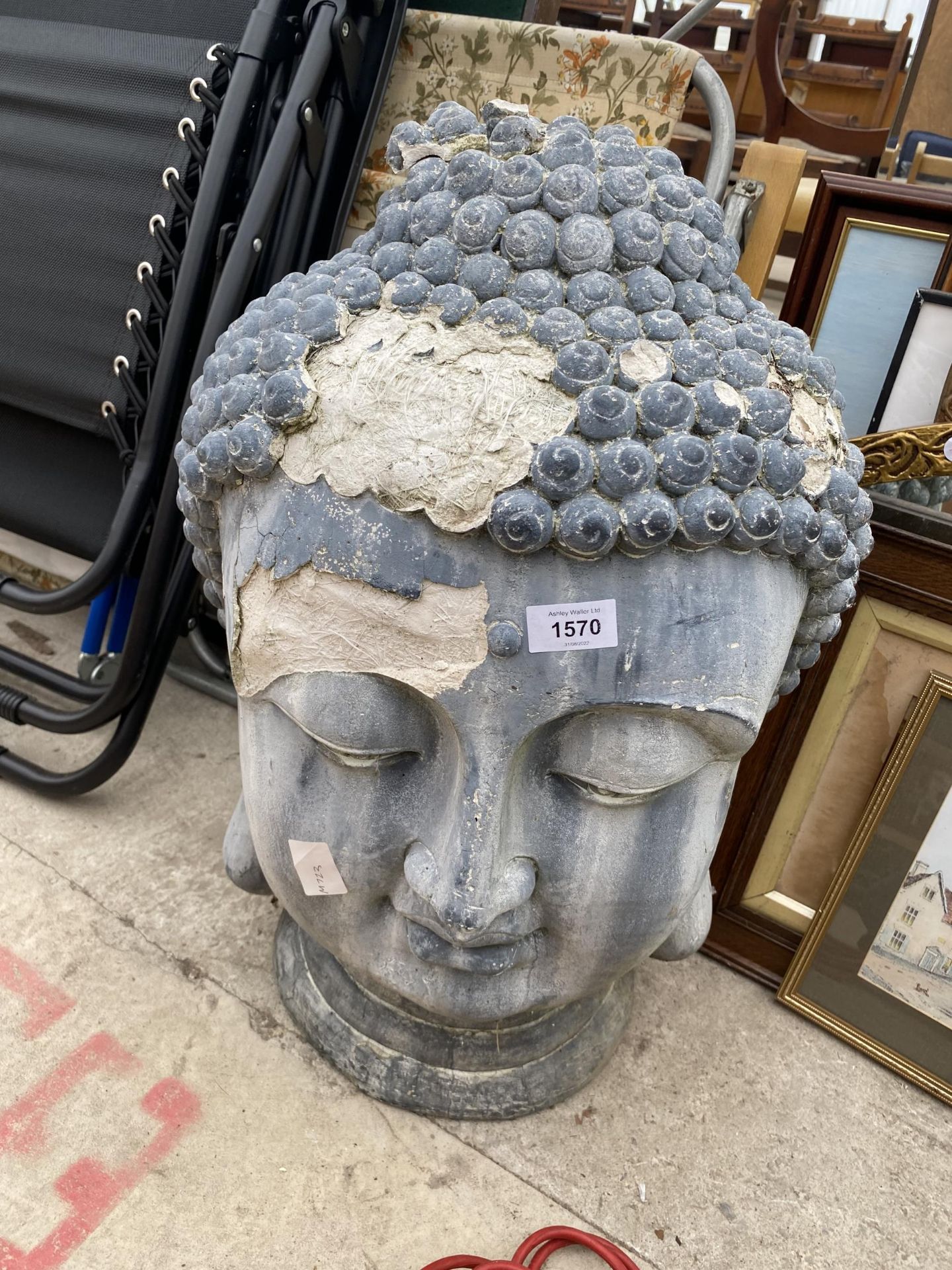 A FIBRE GLASS BUDDHA HEAD A/F