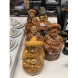 A QUANTITY OF STORAGE JARS MODELLED AS ORIENTAL FIGURES TO ICNLUDE TEA, COFFEE, FLOUR, SUGAR, ETC