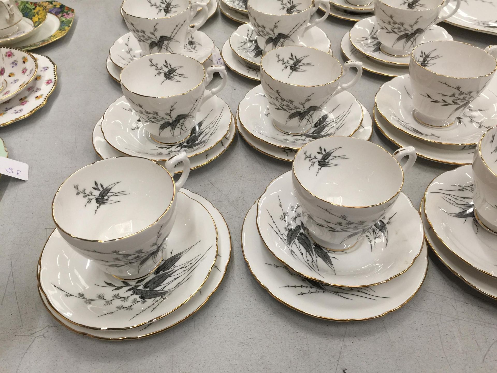 TWELVE PARAGON CHINA TRIOS PLUS A CREAM JUG, SUGAR BOWL AND CAKE PLATES - Image 2 of 7