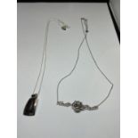 TWO MARKED SILVER NECKLACES WITH PENDANTS