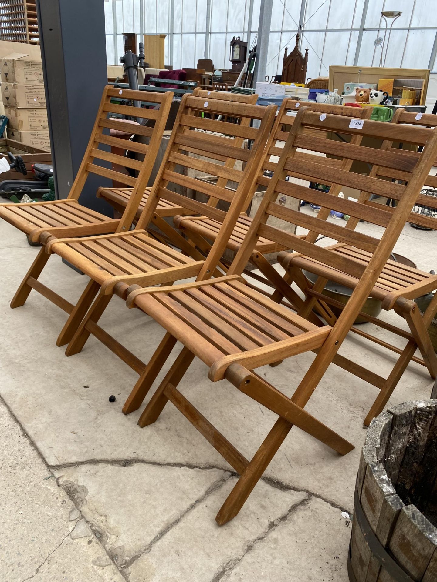 SIX TEAK FOLDING GARDEN CHAIRS - Image 2 of 3