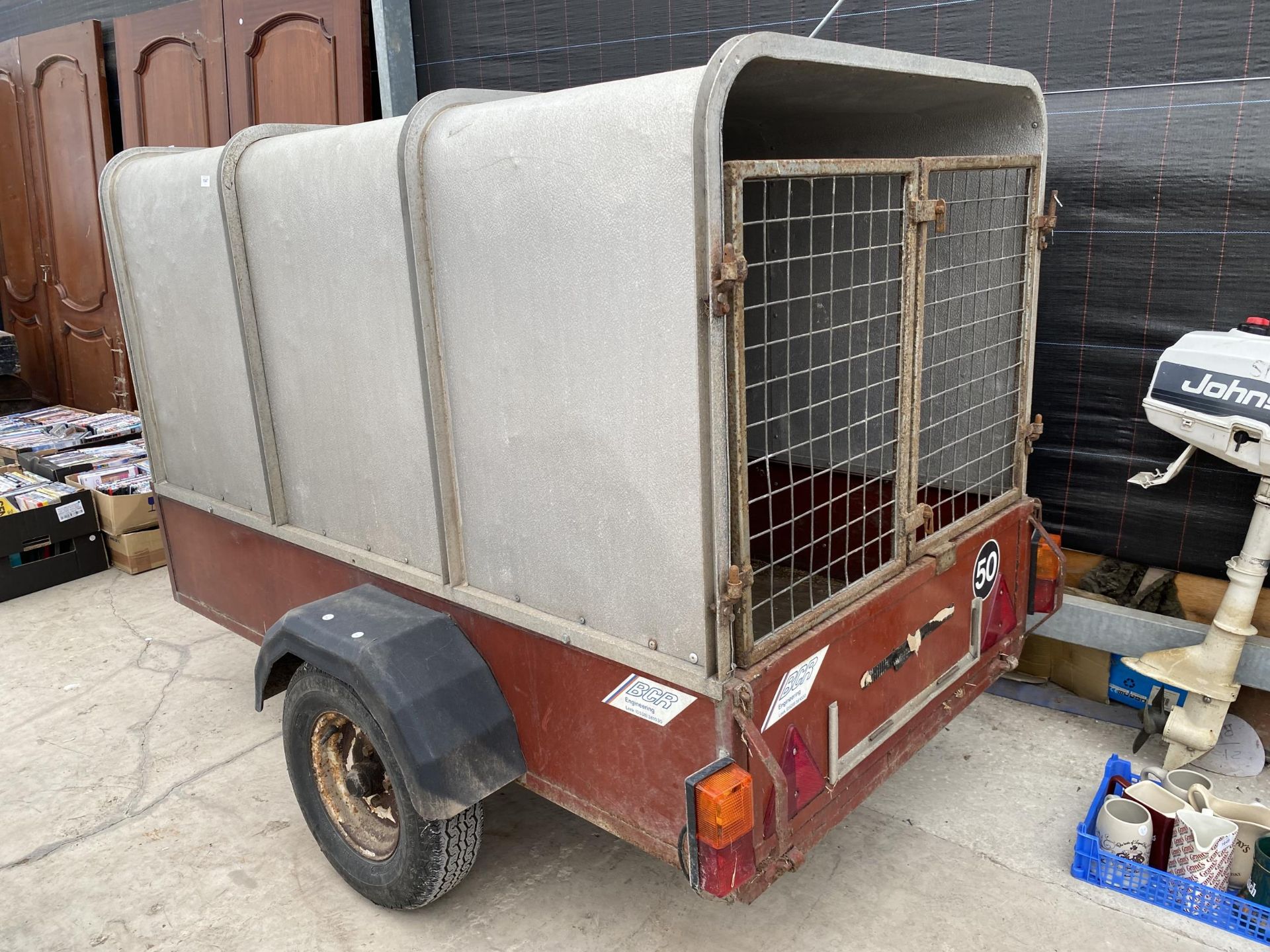 A 6FT BCR CAR TRAILER WITH ANIMAL TRANSPORTER TOP - Image 2 of 8