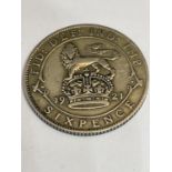 A 1921 GEORGE V SILVER SIXPENCE