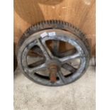AN INDUSTRIAL METAL COG AND PULLEY WHEEL