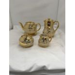 FOUR PIECES OF SADLER GILT CERAMICS TO INCLUDE A TEAPOT, COFFEE POT, CREAM JUG AND SUGAR BOWL