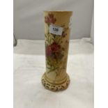 A ROYAL WORCESTER BLUSH IVORY VASE WITH FRETWORK BOTTOM HEIGHT 26.5CM