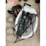AN ASSORTMENT OF SPANNERS, A PARKSIDE ANGLE GRINDER AND A MACCALLISTER JIGSAW ETC