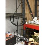 A PAIR OF METAL HANGING BASKETS DIAMETER 45CM