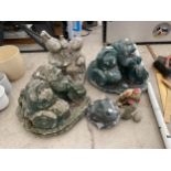 AN ASSORTMENT OF RECONSTITUTED STONE GARDEN FIGURES TO INCLUDE RABBITS AND HEDGEHOGS ETC