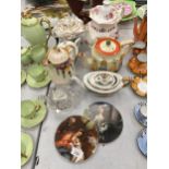 A QUANTITY OF TEAPOTS TO INCLUDE WADES, ENGLAND, PLUS TEAPOT STANDS - SOME A/F